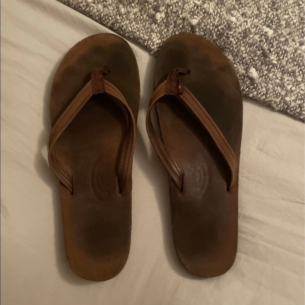 lightly worn rainbow flip flops size 8